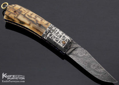 Don Hanson Custom Knife Sole Authorship Mosaic Damascus with Mastodon and 14K Gold Bale