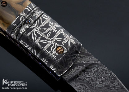 Don Hanson Custom Knife Sole Authorship Mosaic Damascus with Mastodon and 14K Gold Bale - Image 5