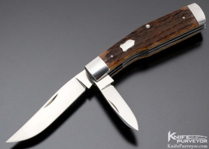 Eugene Shadley Custom Knife Bent Gunstock Jigged Bone