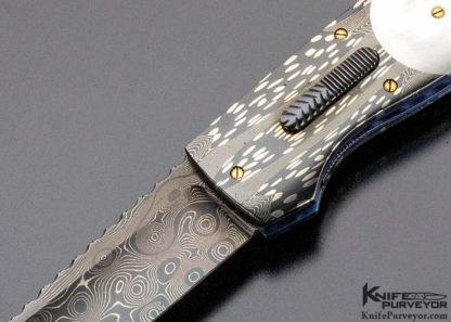 Jeff Chaffe Custom Knife Mother of Pearl & Damascus Automatic Linerlock