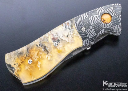 Jot Sing Khalsa Custom Knife Damascus & Agate Linerlock - Image 7