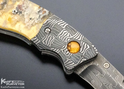 Jot Sing Khalsa Custom Knife Damascus & Agate Linerlock - Image 3