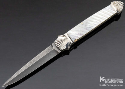 Ken Steigerwalt Custom Knife Fluted Mother of Pearl and Damascus Auto 10290