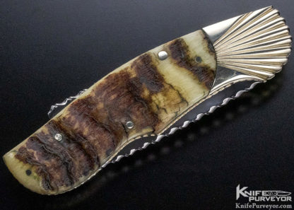 Ken Steigerwalt Custom Knife Fluted Nickle Silver Bolster Rams Horn Lockback - Image 2