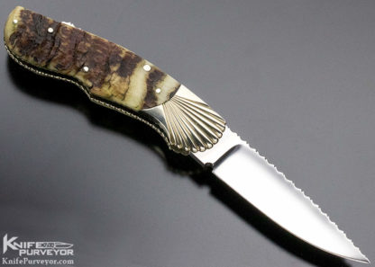 Ken Steigerwalt Custom Knife Fluted Nickle Silver Bolster Rams Horn Lockback - Image 4