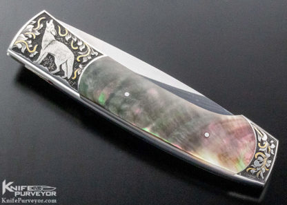 Scott Sawby Custom Knife Engraved by Jody Muller "Swift" Selflock with Blacklip Tahitian Pearl - Image 6