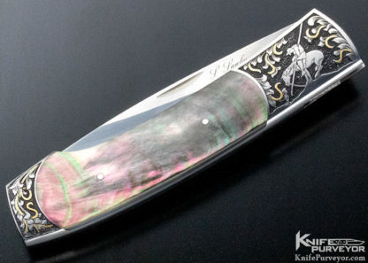 Scott Sawby Custom Knife Engraved by Jody Muller "Swift" Selflock with Blacklip Tahitian Pearl - Image 3