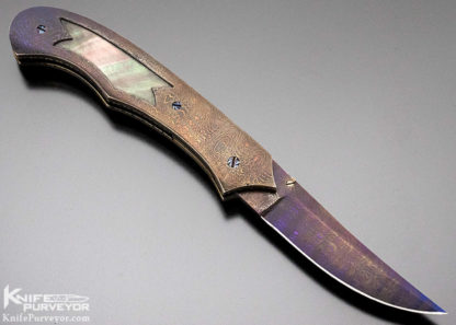 Rick Dunkerley Custom Knife Full Damascus and Black Lip Pearl D/A  Automatic - Image 8