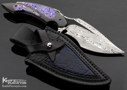 Ronald Best Custom Knife "Phixed Phase" Damasteel, file work spine, titanium & timascus - Image 2