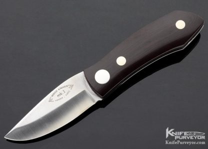 Barry Wood Custom Knife MK-1 Rotating Cordovan Micarta Scales Original instructions & Shipping Tube 11131 Open