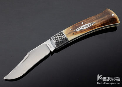 Bill Ruple Custom Knife Sole Authorship Engraved Mammoth Axe Handle Slip Joint Folder 11077 Open