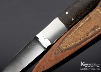 Bob RW Loveless Custom Knife Tool Steel (T-2)and Stiff Horn with Green Micarta - Image 2