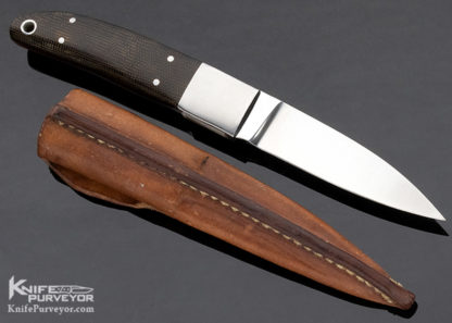 Bob RW Loveless Custom Knife Tool Steel (T-2)and Stiff Horn with Green Micarta - Image 4