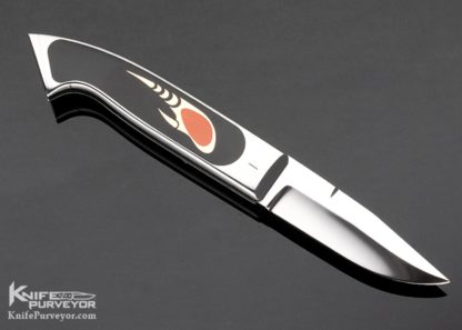 Charly Bennica Custom Knife Bakelite with Gold and Red Coral Inlays - Image 4