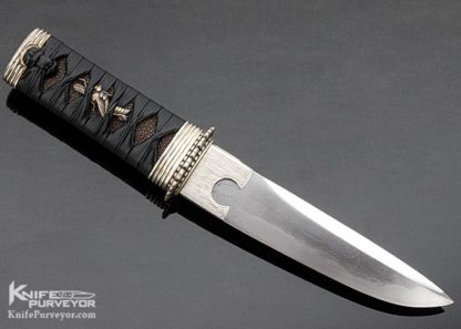 David Goldberg Custom Knife Leather Wrapped Tanto with Hamon - Image 4