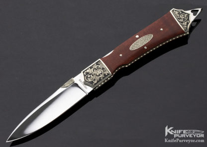 Durvyn Howard Custom Knife Pink Ivory Wood Lockback Engraved by Harvey McBurnette 11075 Open