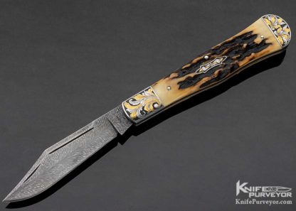 Harvey Dean Custom Knife Coke Bottle Slipjoint Engraved Bolsters 11113 Open