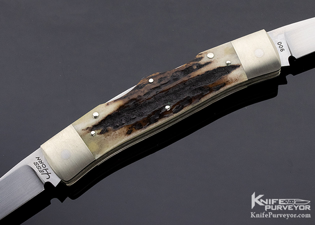 Jess Horn Custom Knife Stag Muskrat Lockback - Knife Purveyor