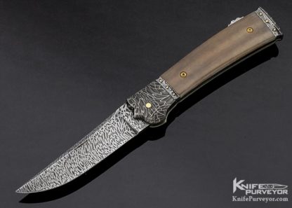 Ken Steigerwalt Custom Knife Mosaic Damascus & Mammoth Lockback - Image 3