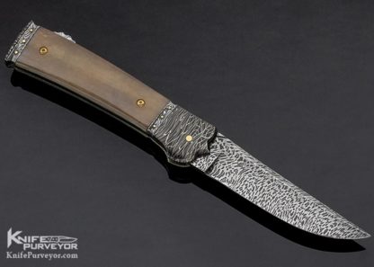 Ken Steigerwalt Custom Knife Mosaic Damascus & Mammoth Lockback