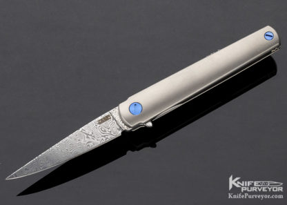 Michael Zieba Custom Knife MS3 Memento Mori Flipper Silver Spacer w/Skull Inlays Momento Mori Insignia - Image 3