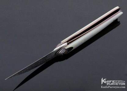 Owen Wood Custom Knife  Damasteel & Mother of Pearl Crescent Linerlock - Image 7