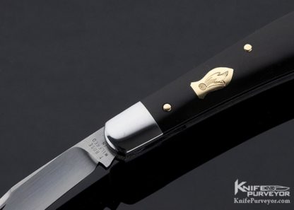 Tony Bose Custom Knife Buffalo Horn and 14Kt Gold Pins & Shield Slip Joint