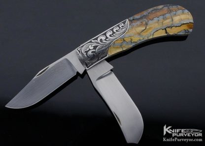 Weldon G. Whitley Custom Knife "Baby Horn" Sole Authorship Engraved Mammoth Tooth 2 Blade Slip Joint - Image 9