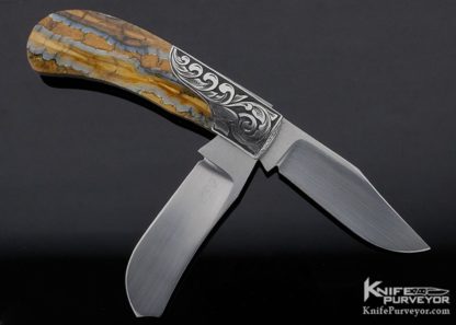 Weldon G. Whitley Custom Knife "Baby Horn" Sole Authorship Engraved Mammoth Tooth 2 Blade Slip Joint - Image 2