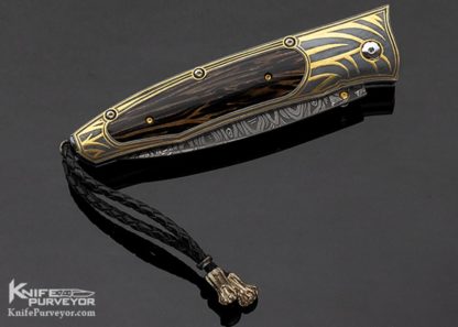 William Henry Custom Knife 830 "Wildwood" Damascus and Koftgari w 24Kt Gold and Black Palmand Ruby Gemstone - Image 8