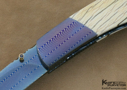 Stan Wilson Custom Knife Blued Robby Thomas Damascus "Gents Wharncliffe" Linerlock - Image 2