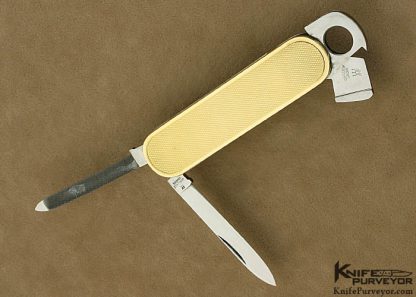 J.A. Henckels Custom Knife 14 Kt Gold 1960's "Triodor" Gentleman's Slipjoint with Cigar Cutter and Nail File