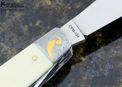 Joel Chamblin Custom Knife 3 3/4-inch 5 Blade Stockman Engraved by Jim Small - Image 3