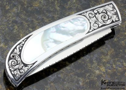 Ralph Dewey Harris Custom Sole Authorship Engraved Mother of Pearl Shell Interframe Button Release Folder - Image 4