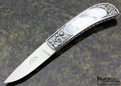 Ralph Dewey Harris Custom Sole Authorship Engraved Mother of Pearl Shell Interframe Button Release Folder