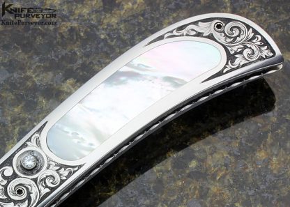 Ralph Dewey Harris Custom Sole Authorship Engraved Mother of Pearl Shell Interframe Button Release Folder - Image 3