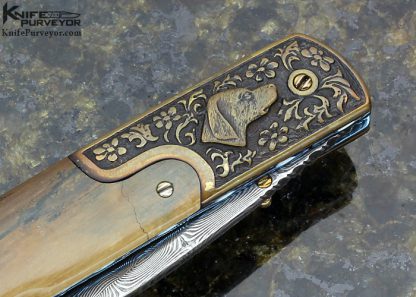 Stephen Olszewski Custom Knife Damascus, Bronze Linerlock - Image 5