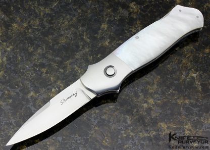 Andy Shinosky Custom Knife Pearl Shell Button Release Lockback