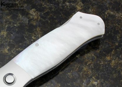 Andy Shinosky Custom Knife Pearl Shell Button Release Lockback - Image 3