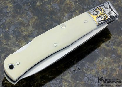 Jess Horn Custom Knife Engraved by Julie Warenski 24Kt. Gold Lockback - Image 4