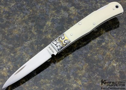 Jess Horn Custom Knife Engraved by Julie Warenski 24Kt. Gold Lockback