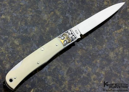 Jess Horn Custom Knife Engraved by Julie Warenski 24Kt. Gold Lockback - Image 8