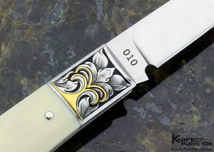 Jess Horn Custom Knife Engraved by Julie Warenski 24Kt. Gold Lockback - Image 9