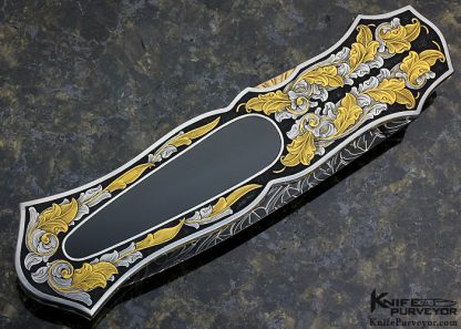 Joe Kious Custom Knife Black Edwards Jade Interframe "Tulip" Auto Engraved By Joe Mason - Image 4