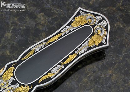 Joe Kious Custom Knife Black Edwards Jade Interframe "Tulip" Auto Engraved By Joe Mason - Image 3