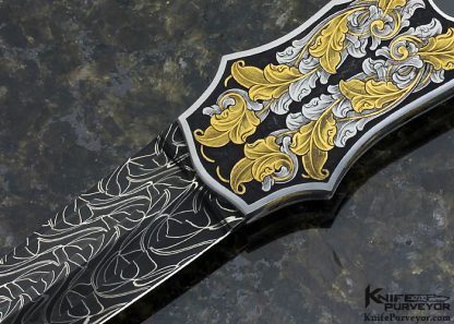 Joe Kious Custom Knife Black Edwards Jade Interframe "Tulip" Auto Engraved By Joe Mason - Image 2