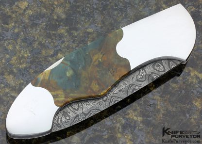 Warren Osborne Custom Knife Mike Norris Stainless Steel Damascus & Jasper Auto Lockback - Image 3