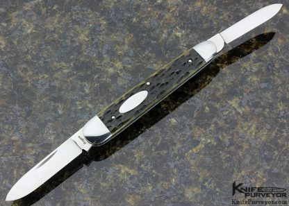 Richard Rogers Custom Knife 2 Blade Green Jigged Bone Slip Joint