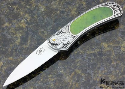 Steve Hoel Custom Knife Jade Interframe Lockback Engraved by Jon Robyn