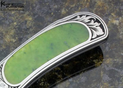 Steve Hoel Custom Knife Jade Interframe Lockback Engraved by Jon Robyn - Image 3